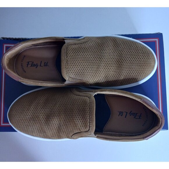 Flag Ltd. CAMERON Slip On Leather Tan Shoes Youth Boys Size 3 With Box - Picture 1 of 7